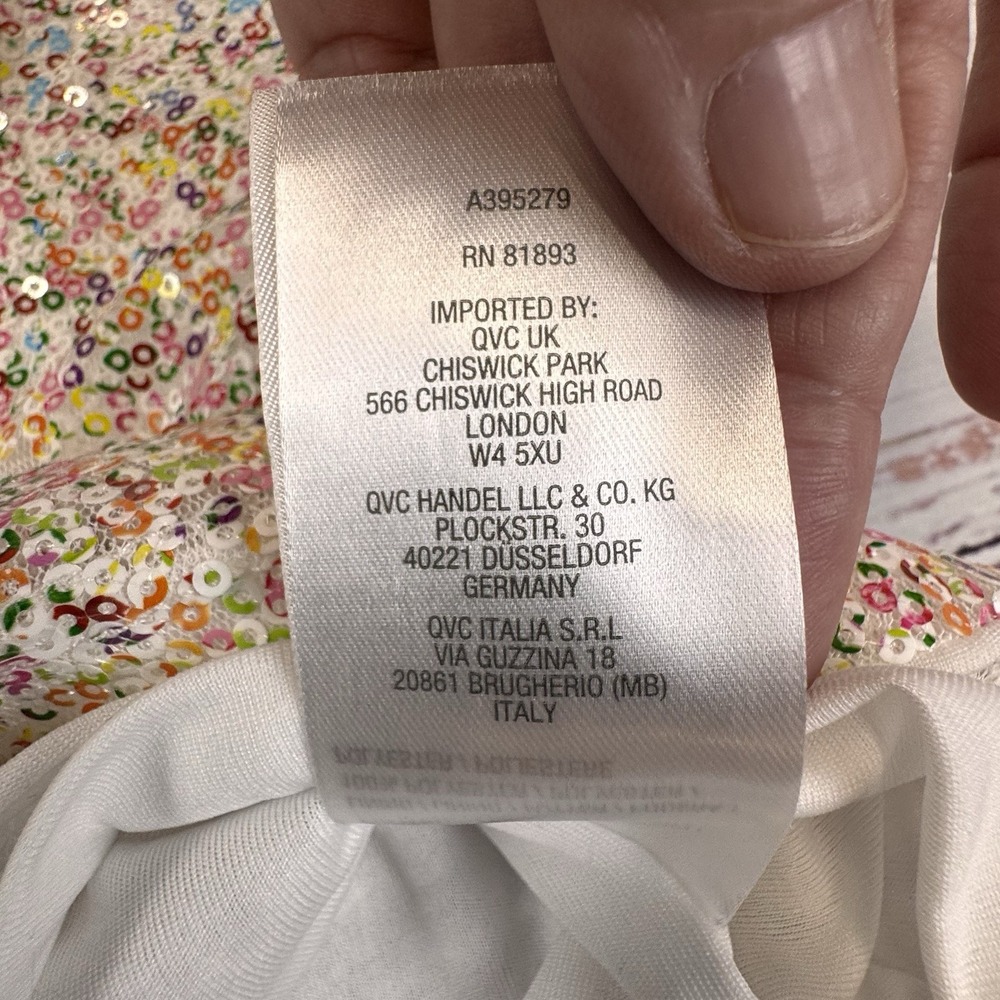 Isaac Mizrahi Live Women Always Isaac Sequin T-Shirt-Multi Color Sequence Large - Picture 6 of 11